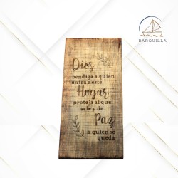 Cuadro Vertical "Dios Bendiga a Quien Entra a este Hogar, Proteja a Quien Sale y Dé Paz a Quien se Queda", para colgar