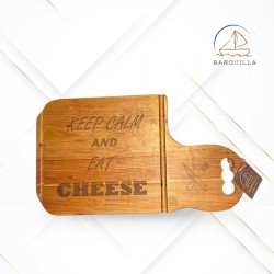 Tabla para Quesos "Keep Calm and Eat Cheese", con portacopas, esquinas redondeadas