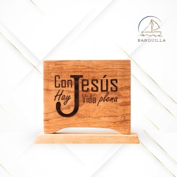 Listón Vertical "Con Jesús hay Vida Plena", base clara